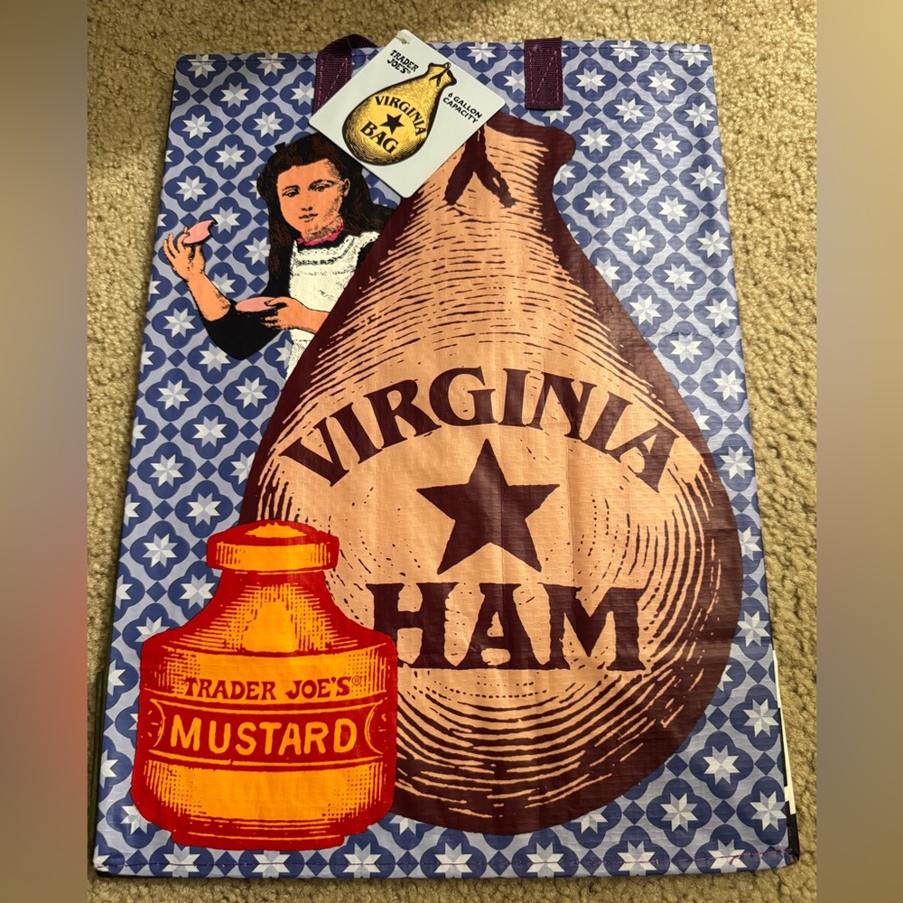 Trader Joe's Blue and Brown Virginia Ham Reusable Bag